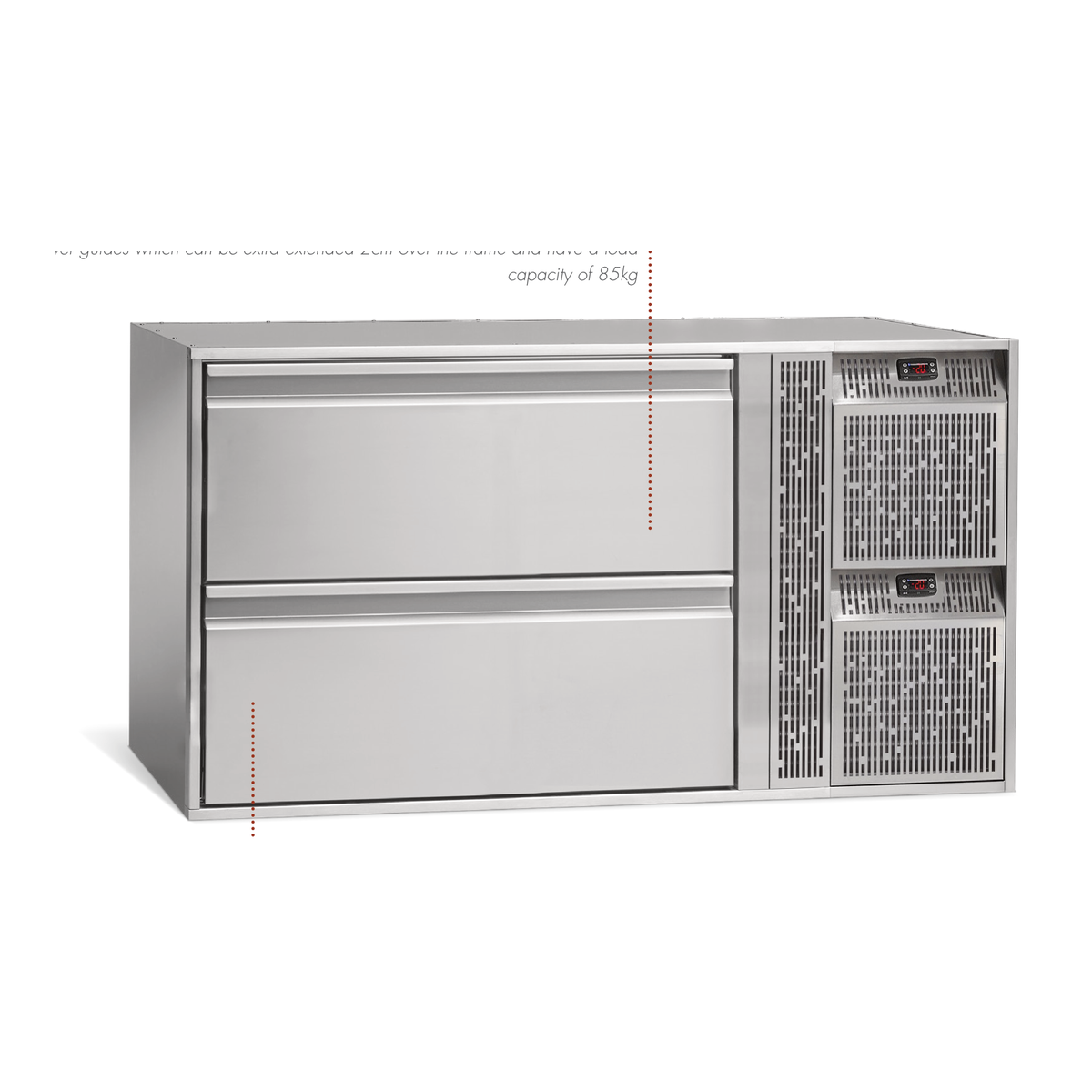 Double T° Kühl-/Tiefkühlunterbau GN Premium, 2 Schubladen GN 2/1, H 760 mm, steckerfertig