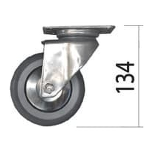 AGMA Lenkrolle mit Platte Ø 100 mm, Bauhöhe 134 mm, ohne Bremse