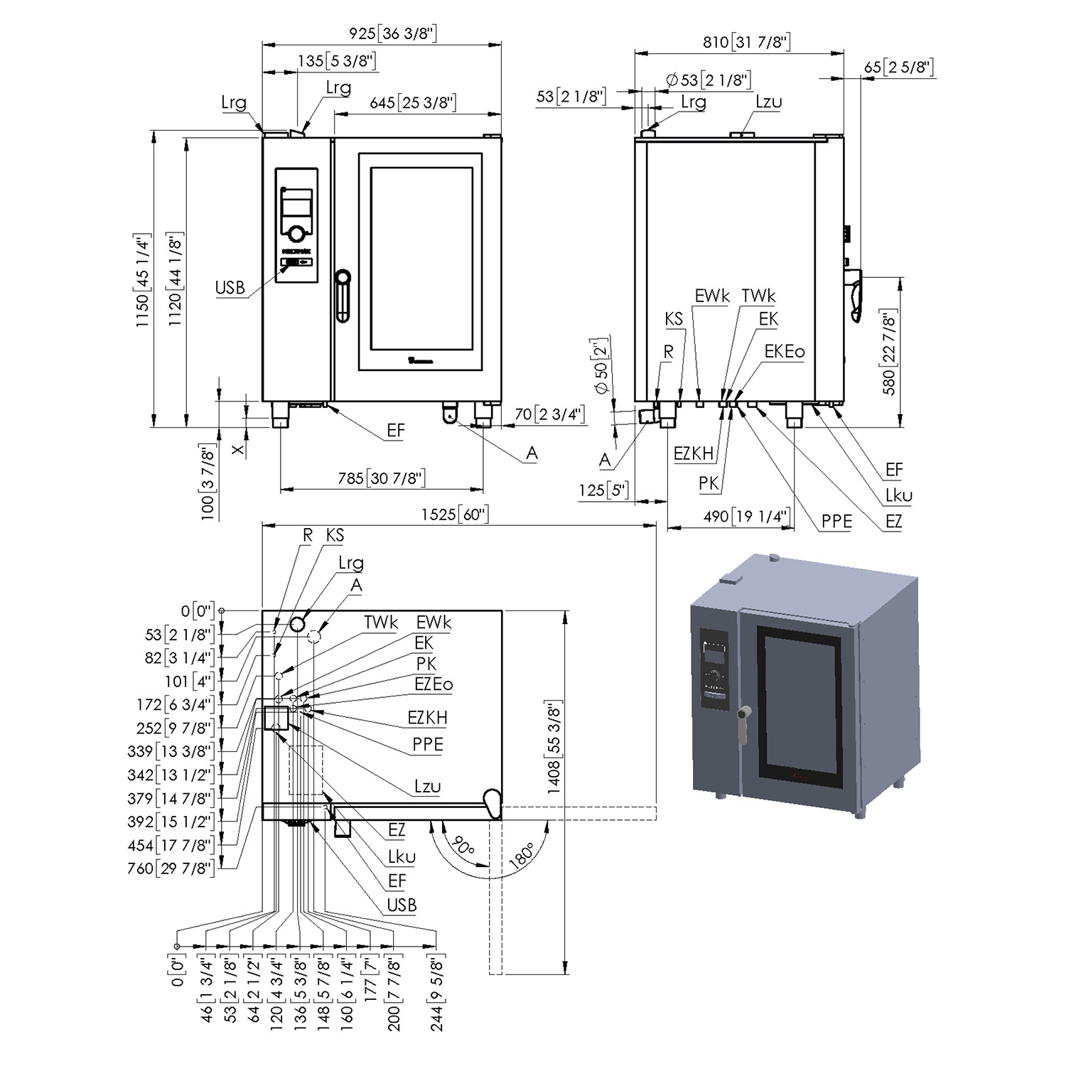 Eloma MULTIMAX, Kombidämpfer, Gas, 10 x GN 1/1, Türanschlag rechts