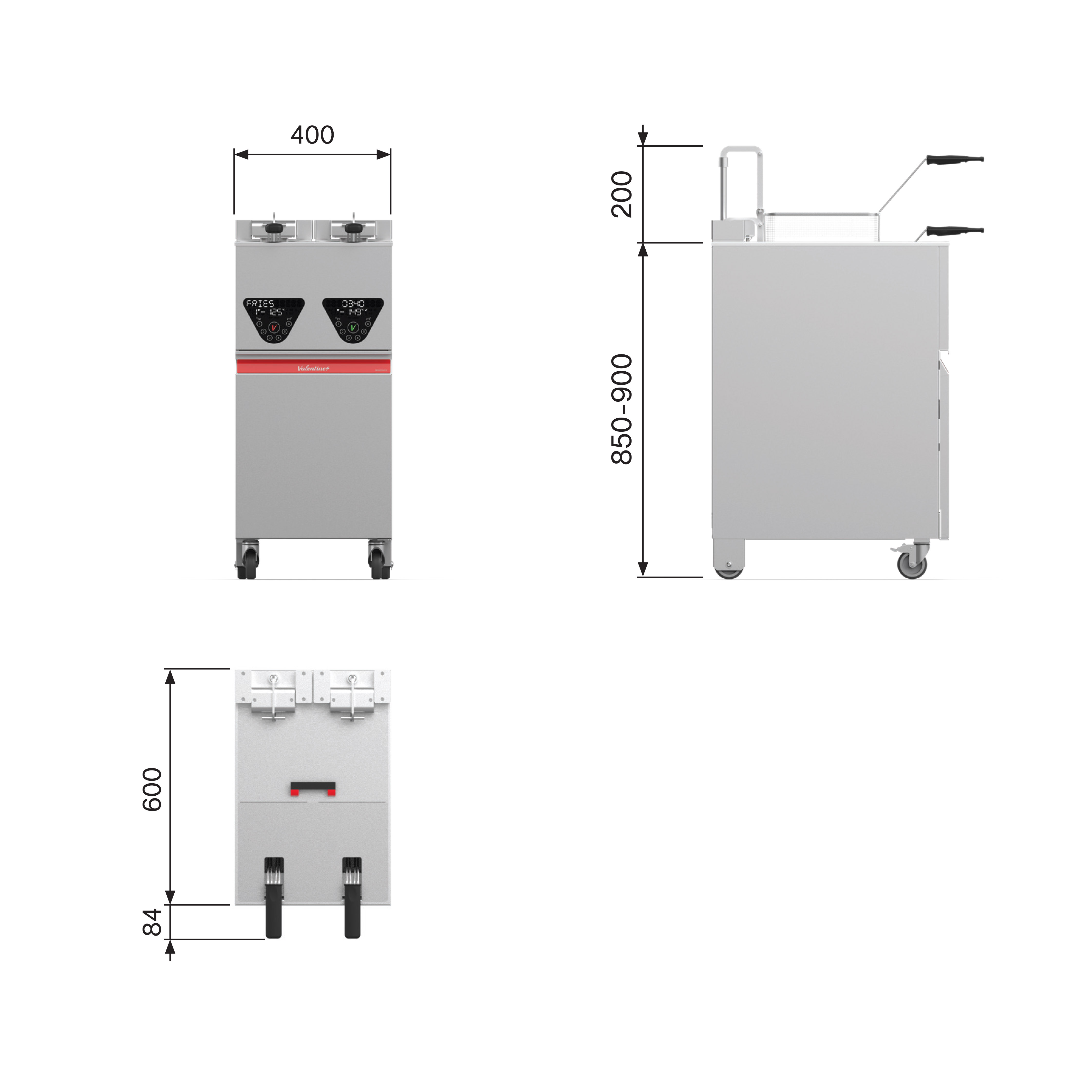 Standfritteuse Valentine The CORE Smart 2200, 2 x 7-8 Liter, ohne Optionen 