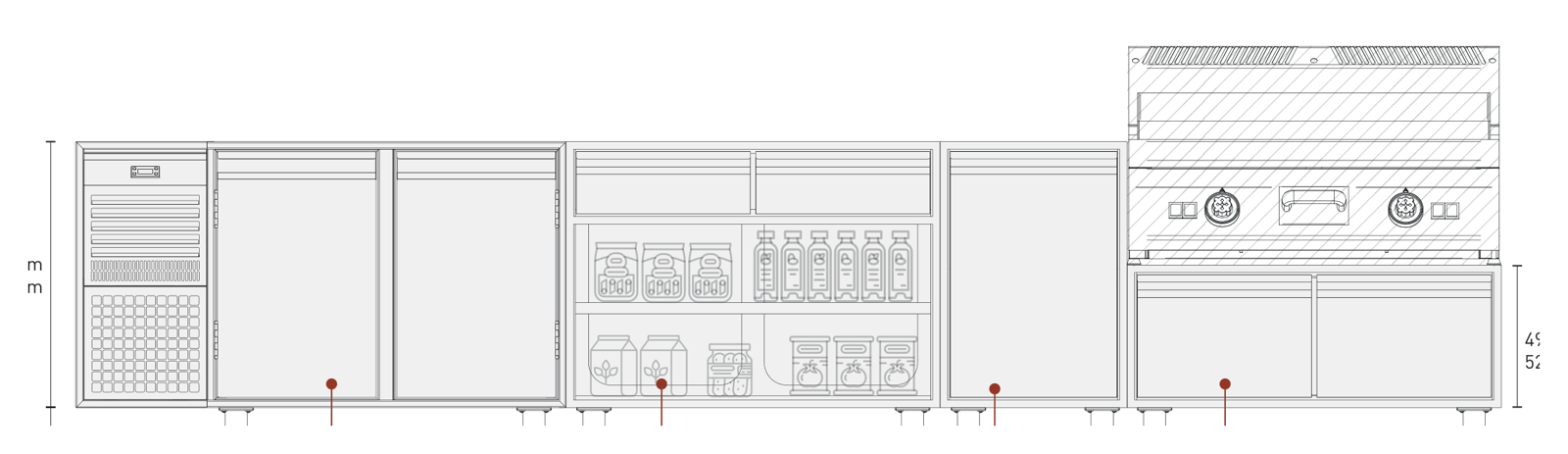 Offenes Modul mit Zwischenbord, B 800 × T 660 × H 760 mm – Complementary Line GN Premium