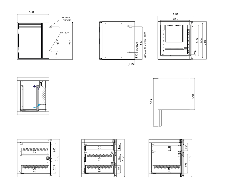Kühlunterbau GN Premium, 1 Tür, H 710 mm, ohne I-Fach – technische Zeichnung