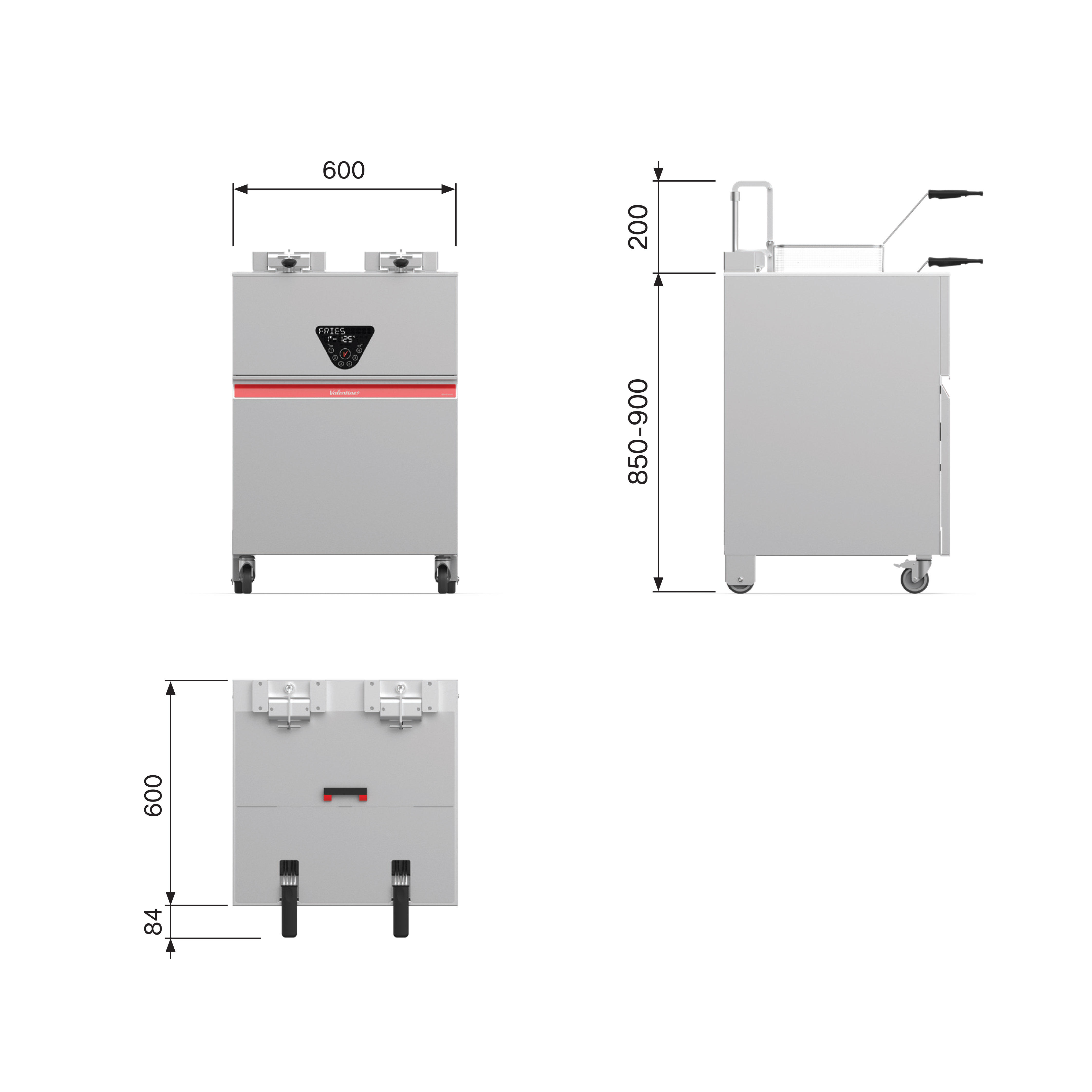 Standfritteuse Valentine The CORE Smart 600, 25-28 Liter, ohne Optionen 