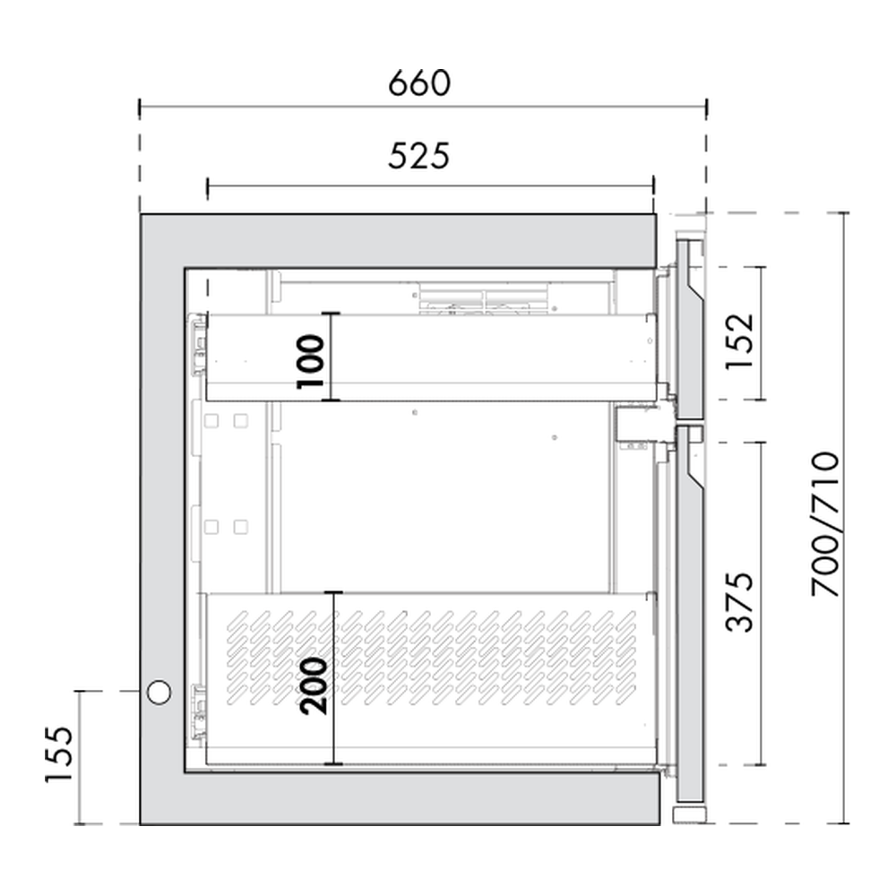 Ladenmodul 1/3 - 2/3 GN Premium, Korpushöhe 700/710 mm