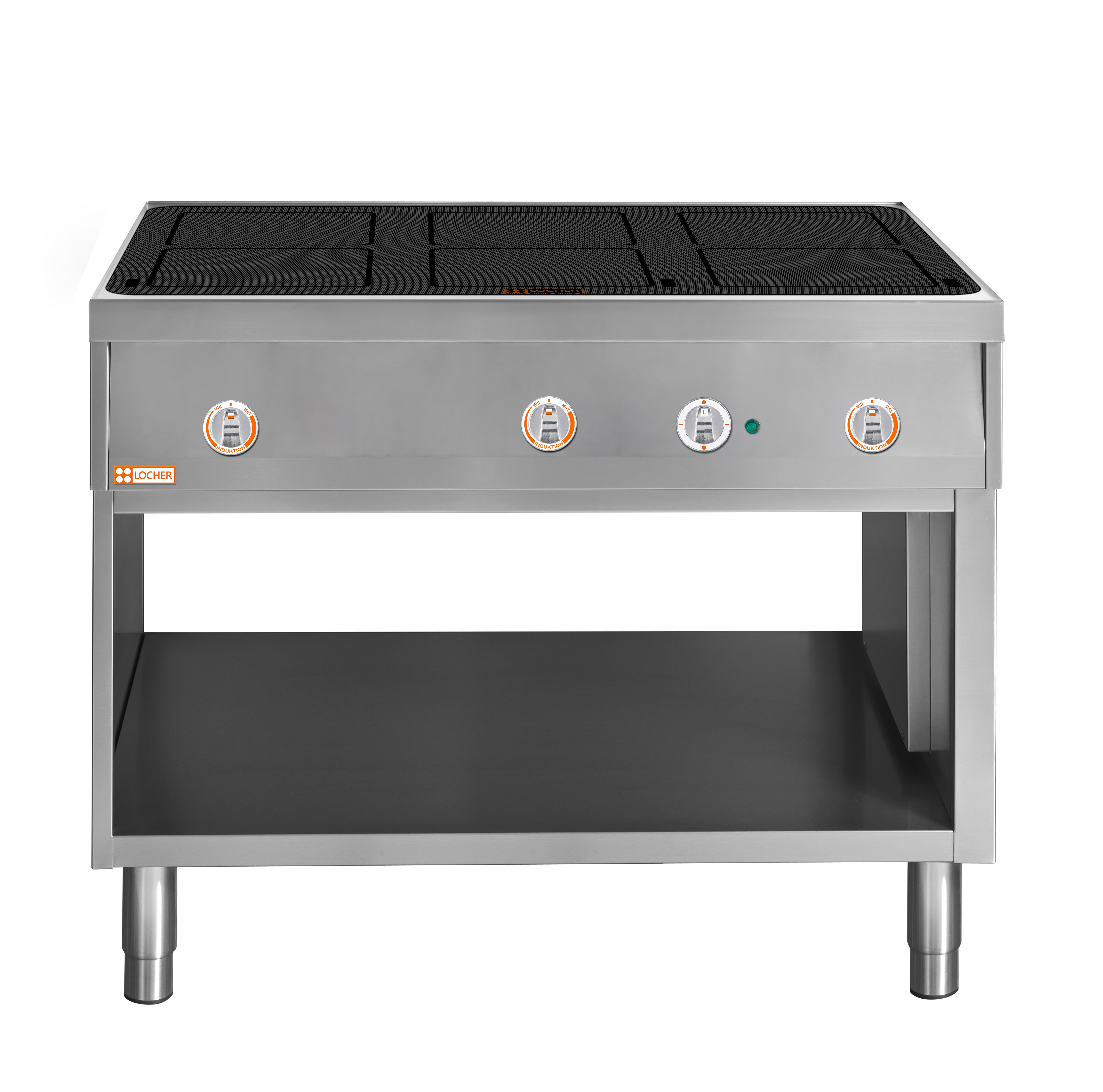 Locher Induktionsherd Stand 900B, 6 Kochstellen à 7 kW Flächeninduktion