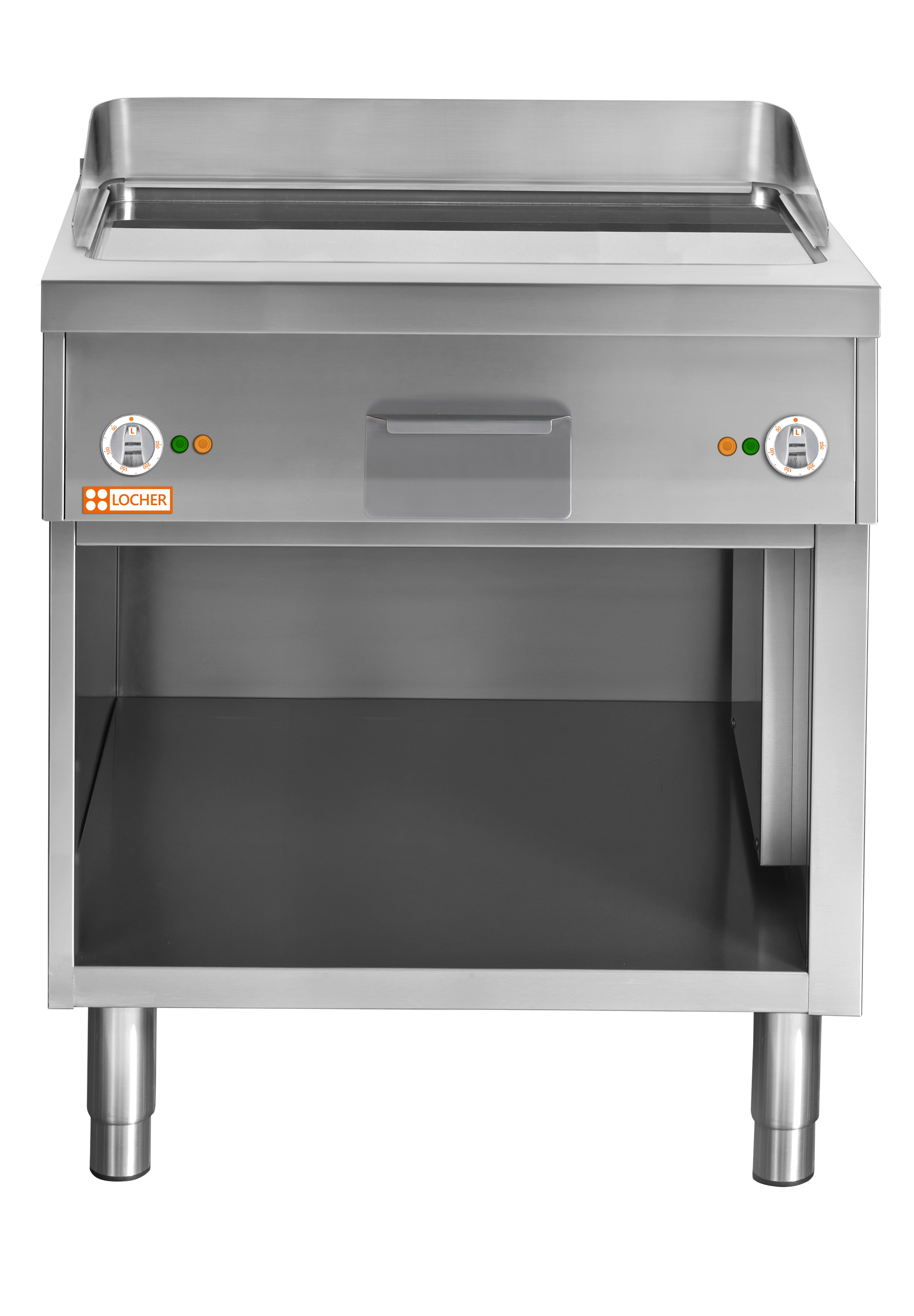 Locher Elektro-Bratplatte Stand 700, 800 mm hartverchromt glatt