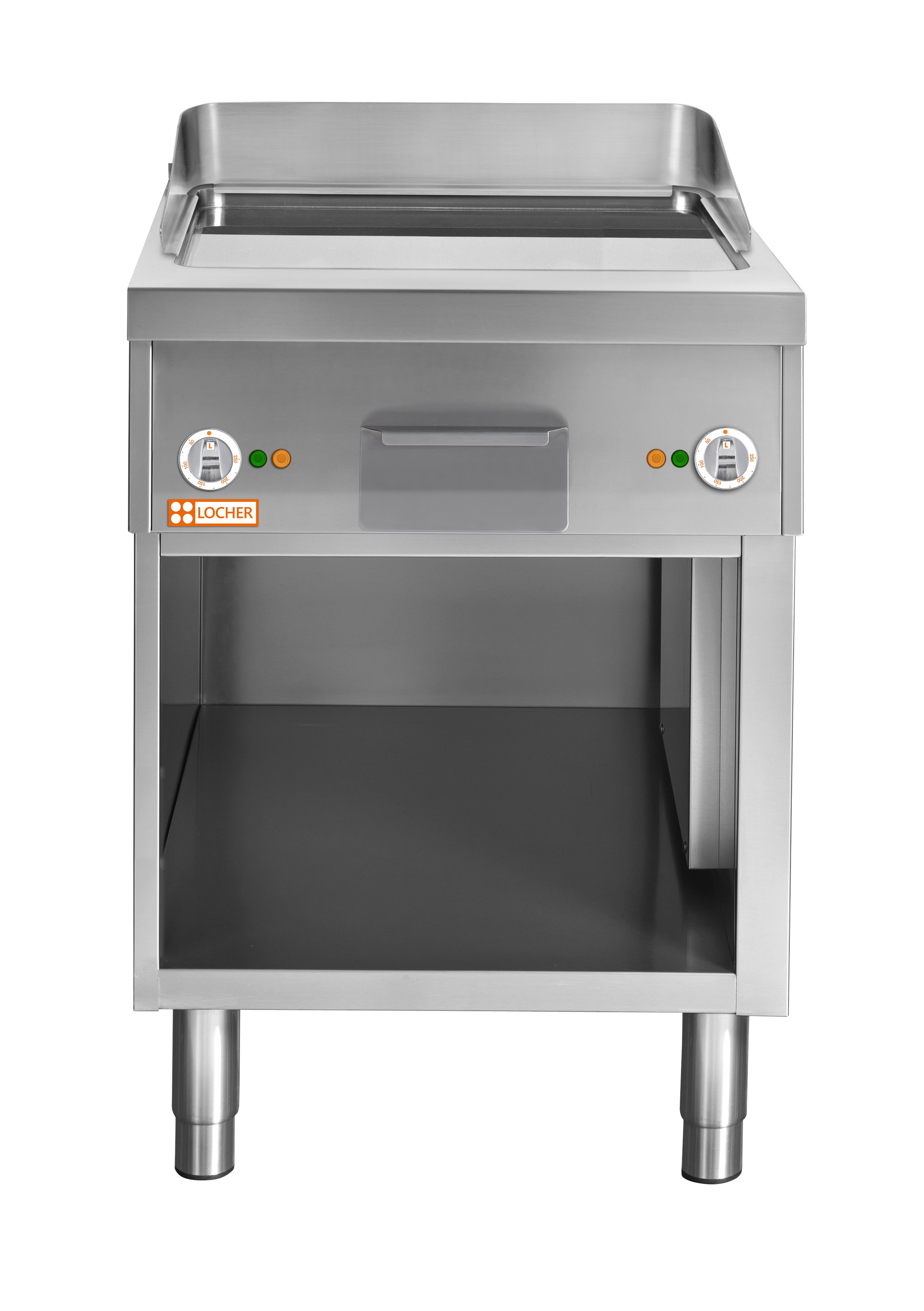 Locher Elektro-Bratplatte Stand 700, 600 mm hartverchromt glatt