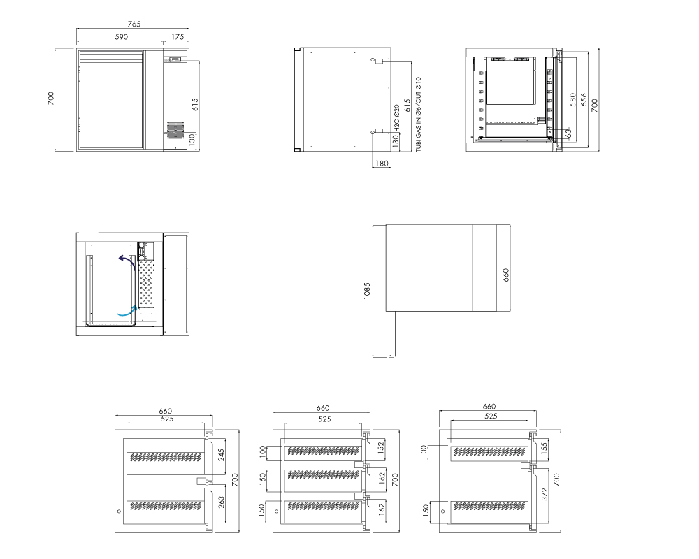 Kühlunterbau GN Premium, 1 Tür, H 700 mm, zentralgekühlt – technische Zeichnung