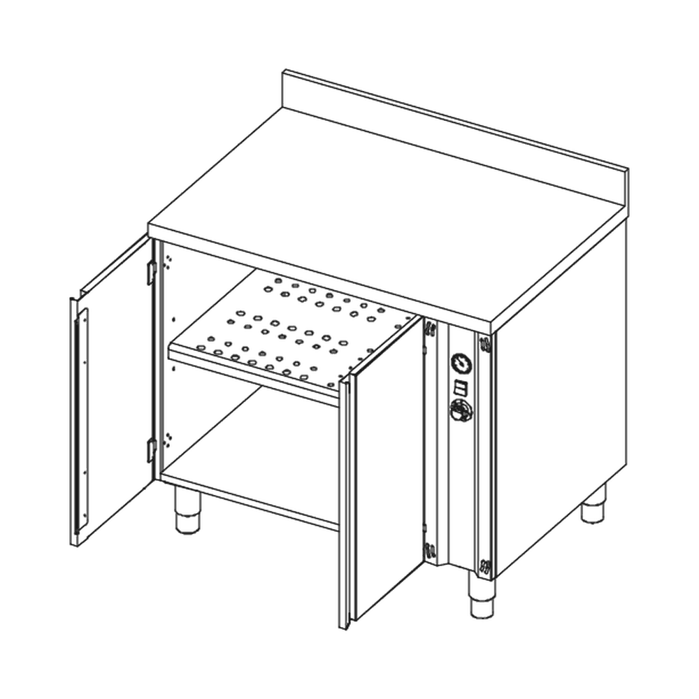 Wärmeschrank mit Aufkantung