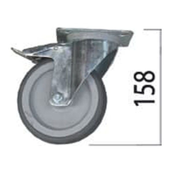 AGMA Lenkrolle mit Platte Ø 125 mm, Bauhöhe 158 mm, mit Bremse