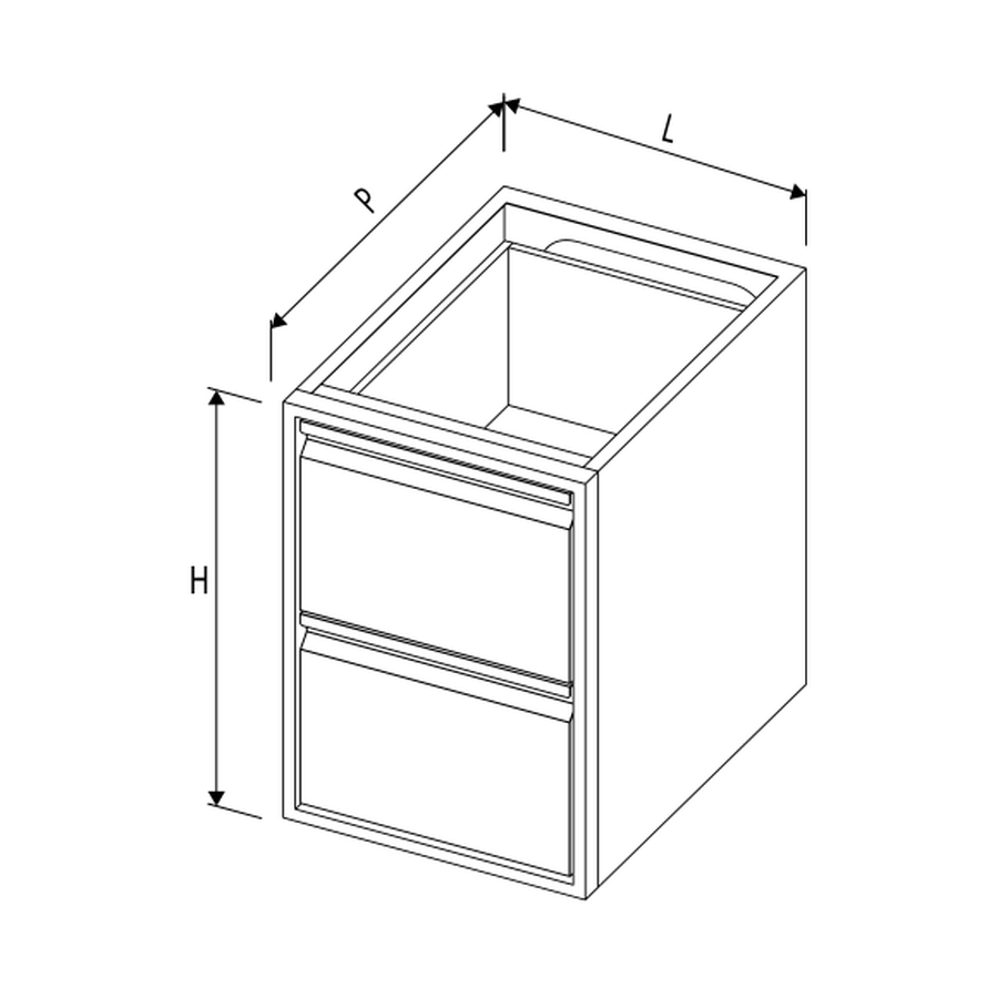 Schubladenmodul 2 Schubladen 1/2–1/2, B 400 × T 580 × H 480 mm – Complementary Line AT