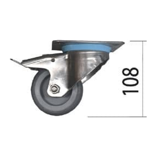 AGMA Lenkrolle mit Platte Ø 80 mm, Bauhöhe 108 mm, mit Bremse