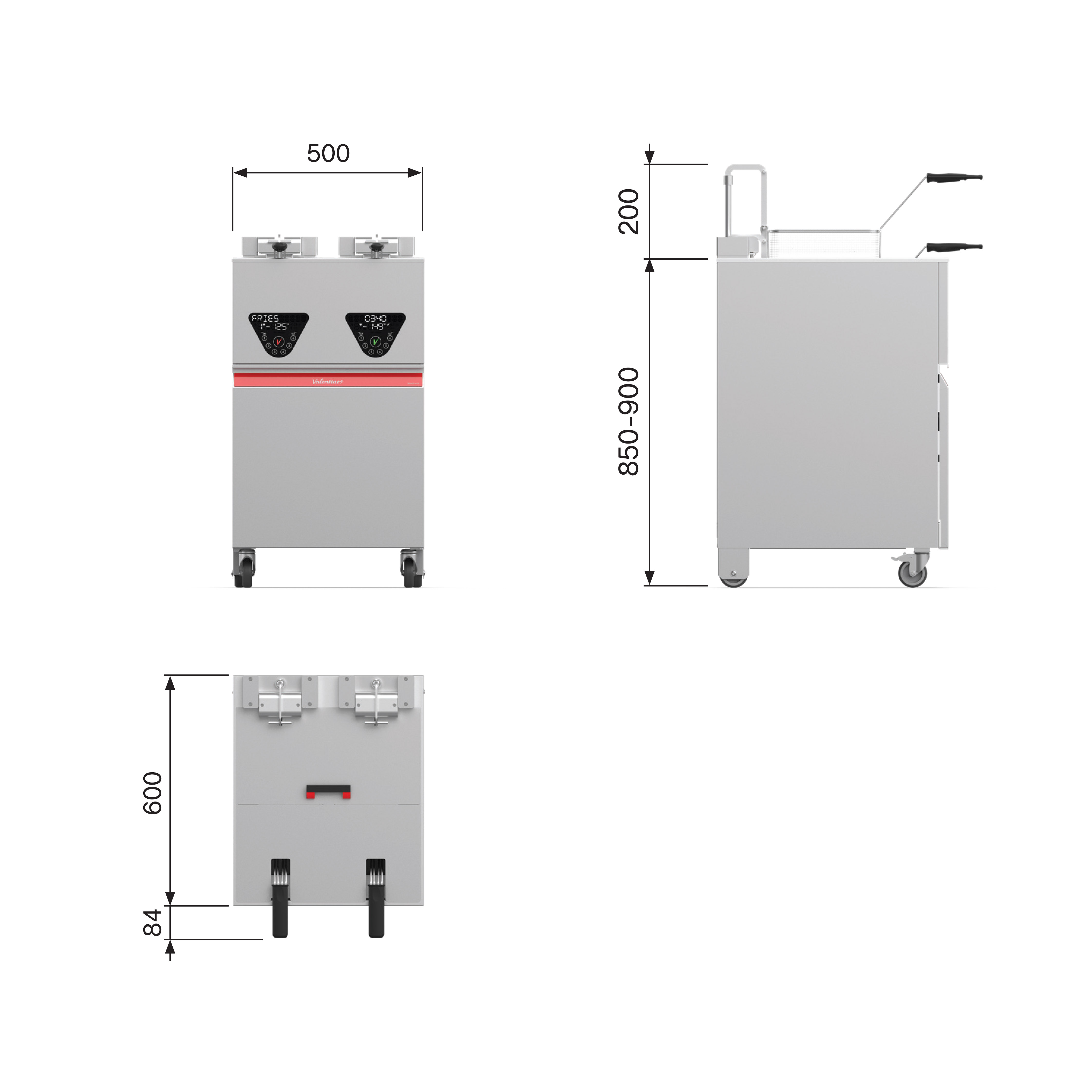 Standfritteuse Valentine The CORE Smart 2525, 2 x 9-10 Liter, ohne Optionen 