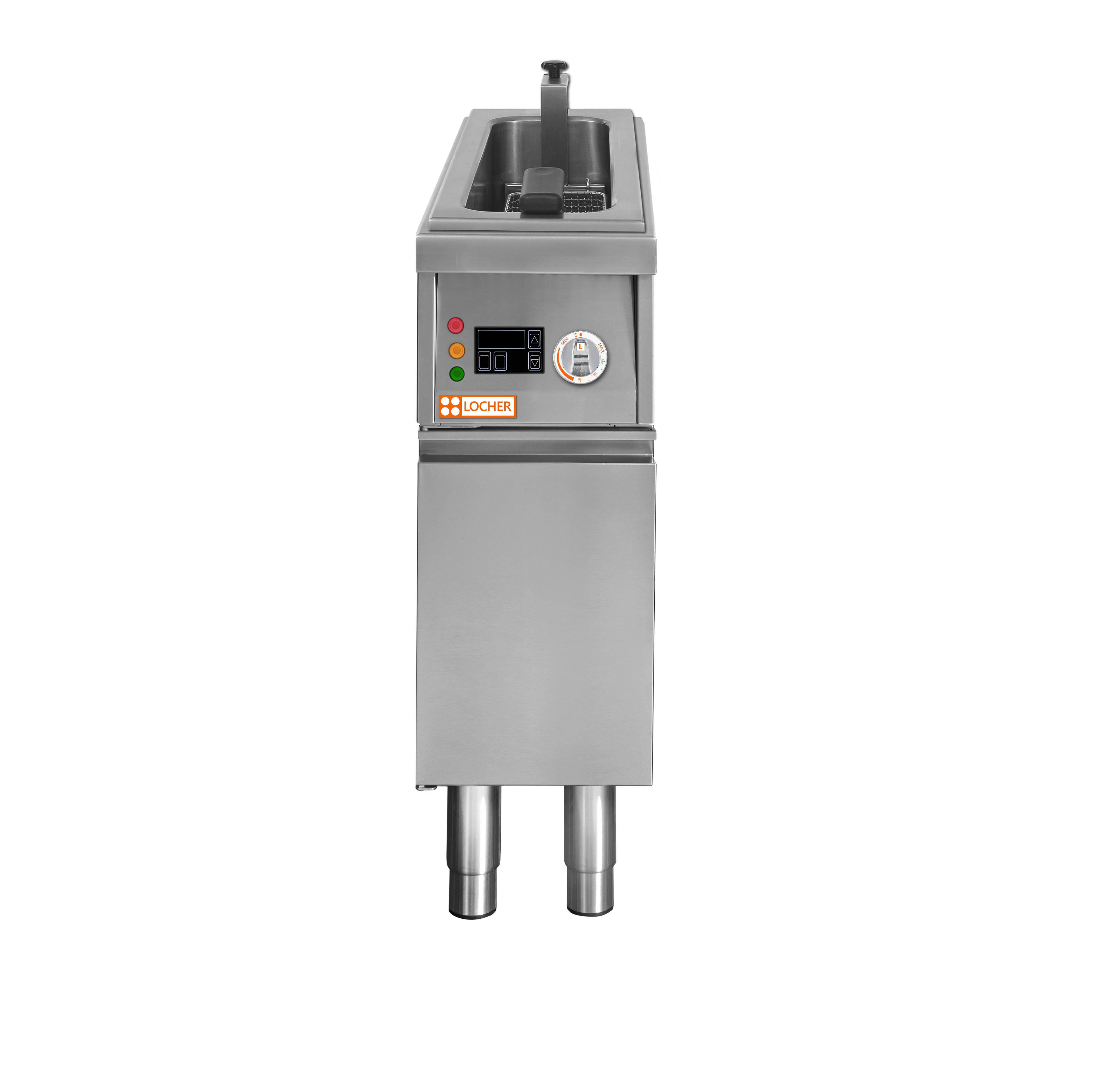 Locher Elektro-Fritteuse Power Stand 700, 1 Becken 13 Liter mit Korbhebeautomatik, 400 mm