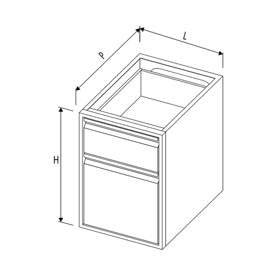 Schubladenmodul 2 Schubladen 1/3–2/3, B 400 × T 660 × H 760 mm – Complementary Line GN Premium