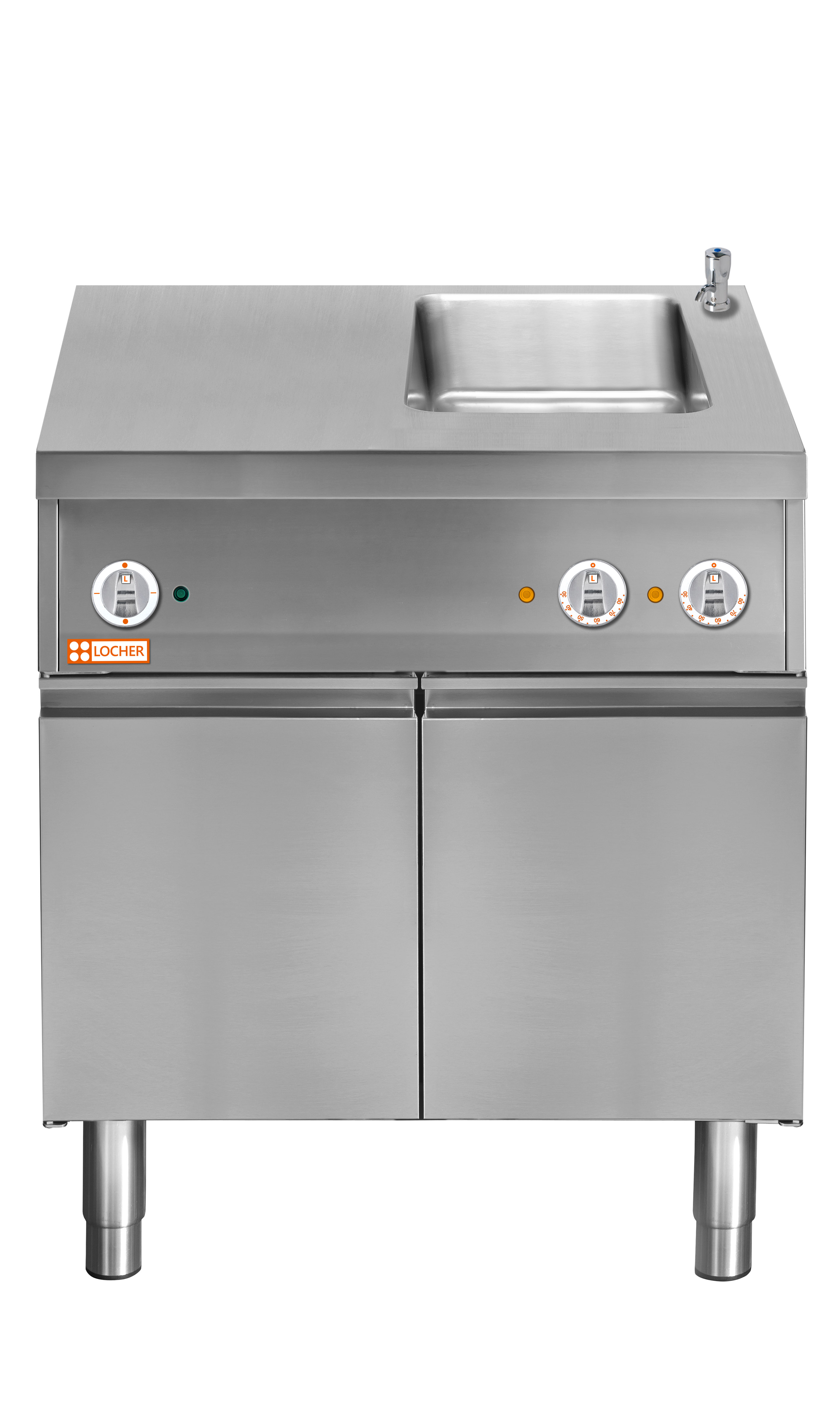Locher Elektro-Wasserbad Stand 900B, GN 1/1 rechts mit Teller-Wärmeschrank