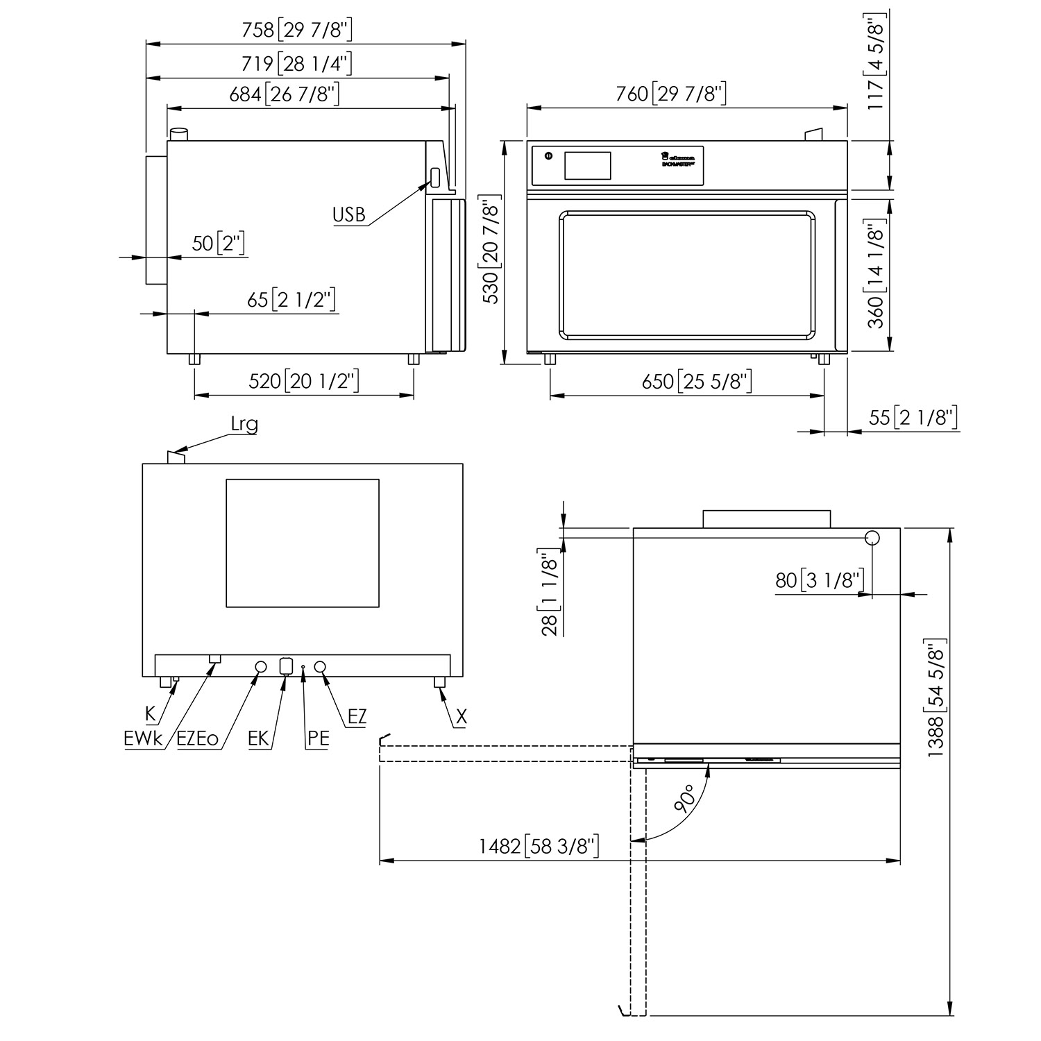 Eloma BACKMASTER, Ladenbackofen, Elektro, 3 x BN64, Türanschlag links