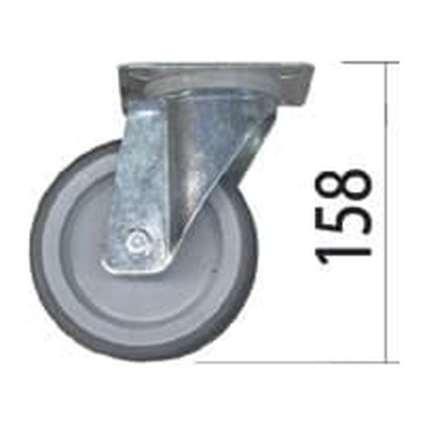 AGMA Lenkrolle mit Platte Ø 125 mm, Bauhöhe 158 mm, ohne Bremse