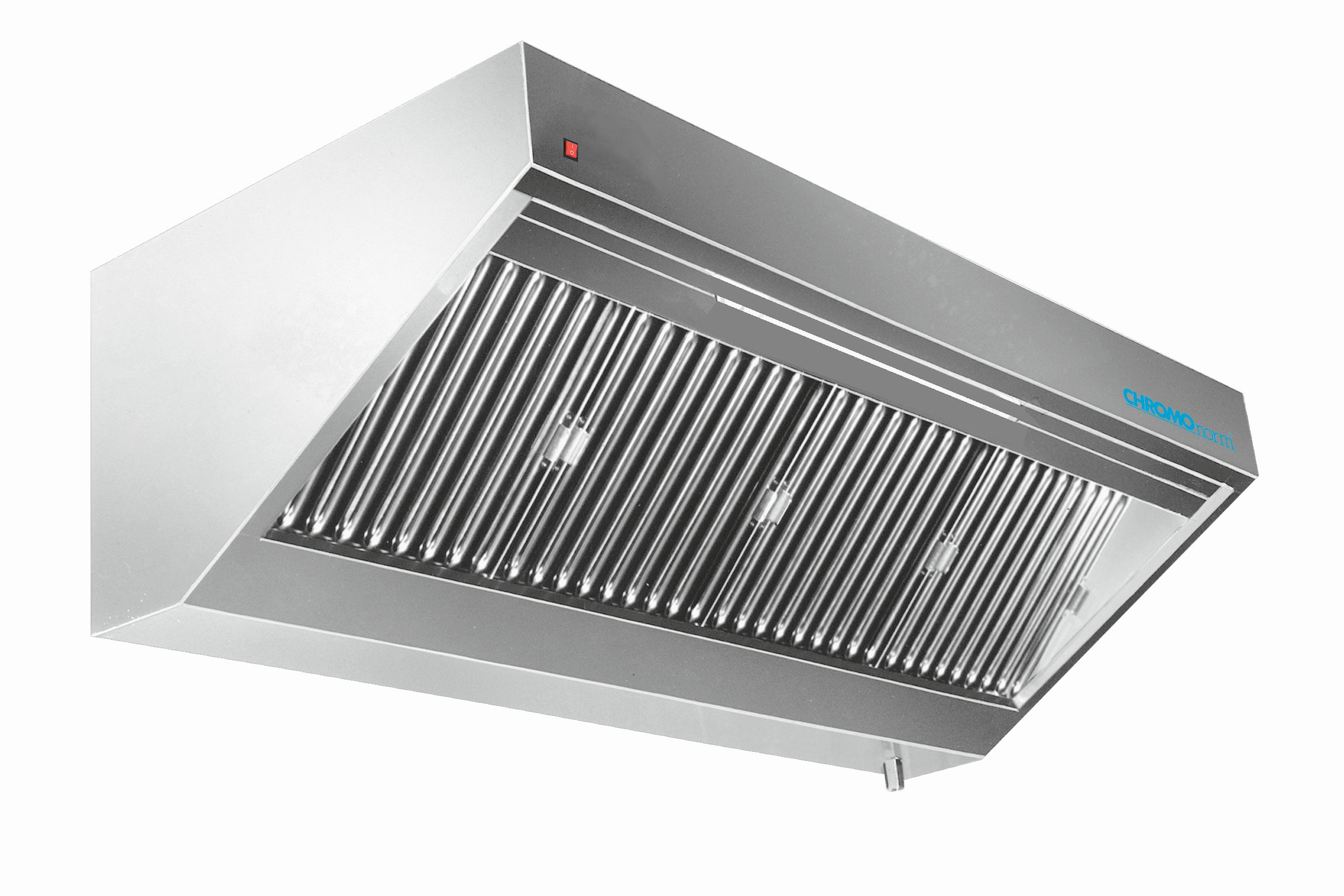 Wandhaube mit LED-Beleuchtung, L 1600 × T 900 × H 450 mm – Chromonorm