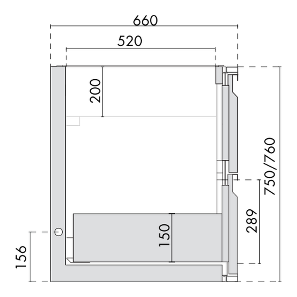 Ladenmodul 1/2 - 1/2 Saladette GN Premium, Korpushöhe 750/760 mm