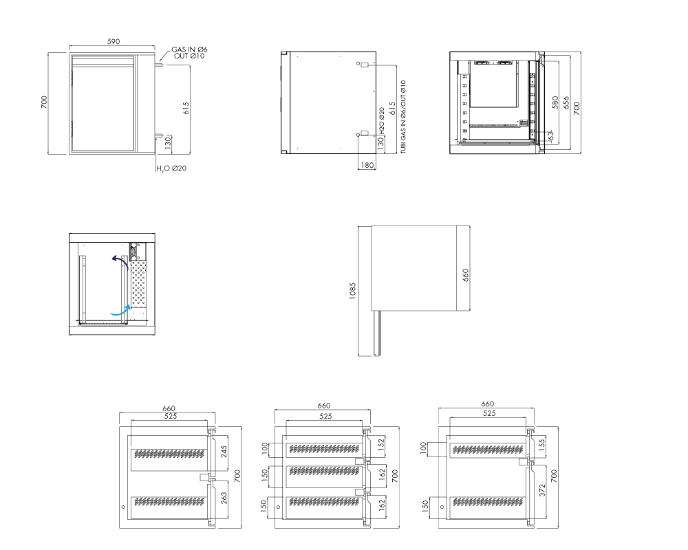 Kühlunterbau GN Premium, 1 Tür, H 700 mm, ohne I-Fach – technische Zeichnung