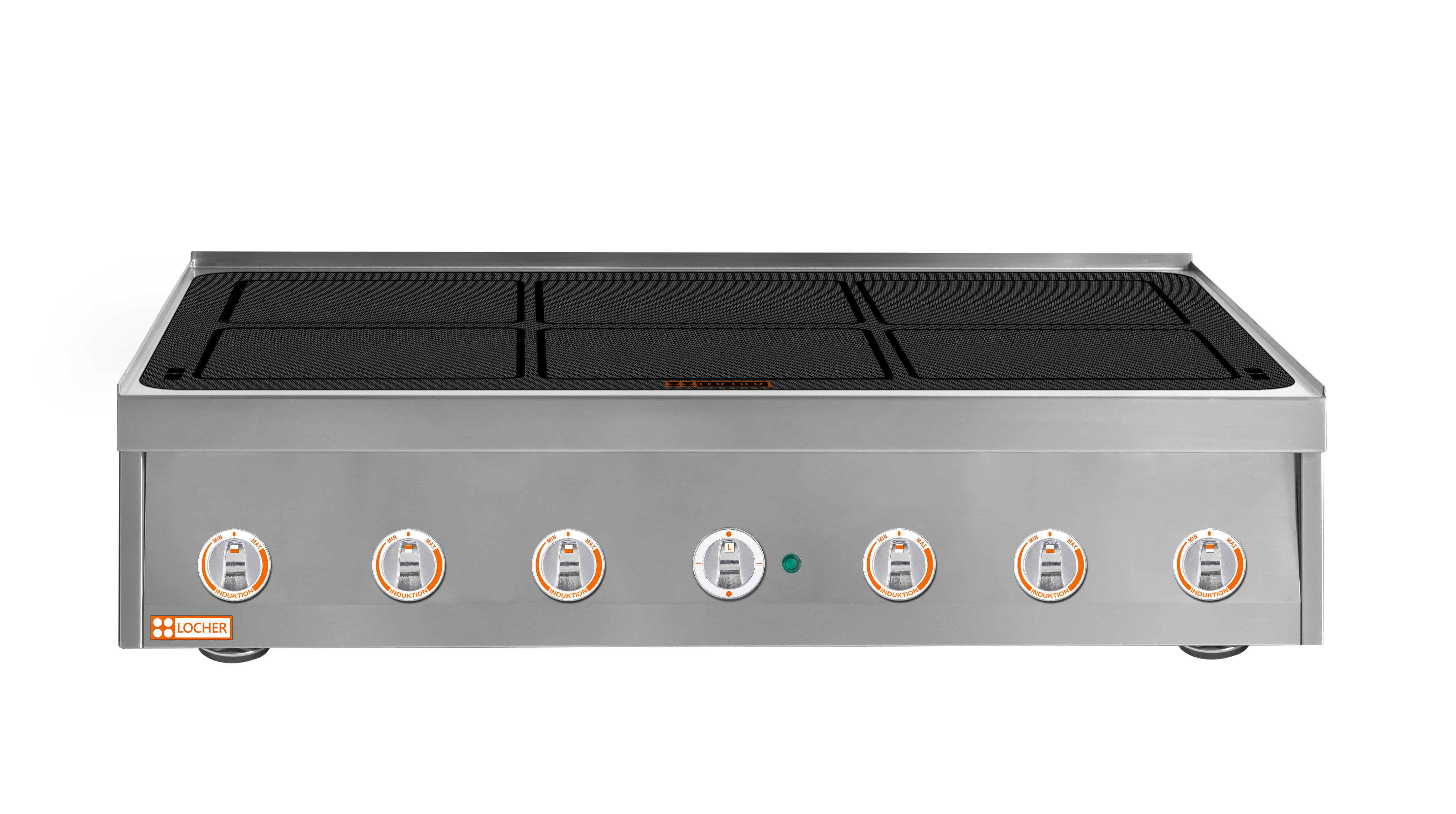 Locher Induktionsherd Flex 700, 6 Kochstellen à 5 kW, flächendeckende Spulen