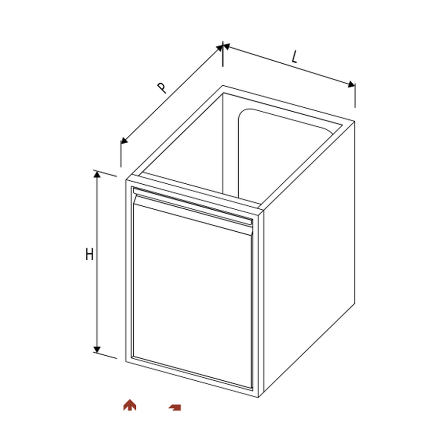 Unterspülmodul mit Flügeltür, B 400 × T 660 × H 710 mm – Complementary Line GN Premium
