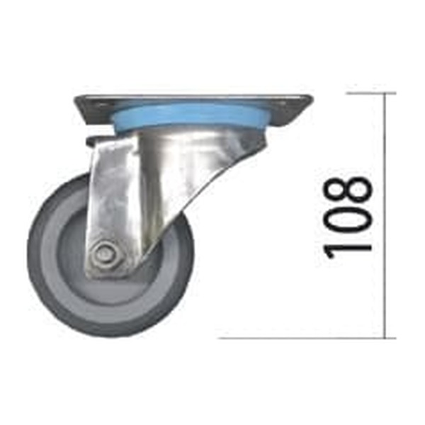 AGMA Lenkrolle mit Platte Ø 80 mm, Bauhöhe 108 mm, ohne Bremse
