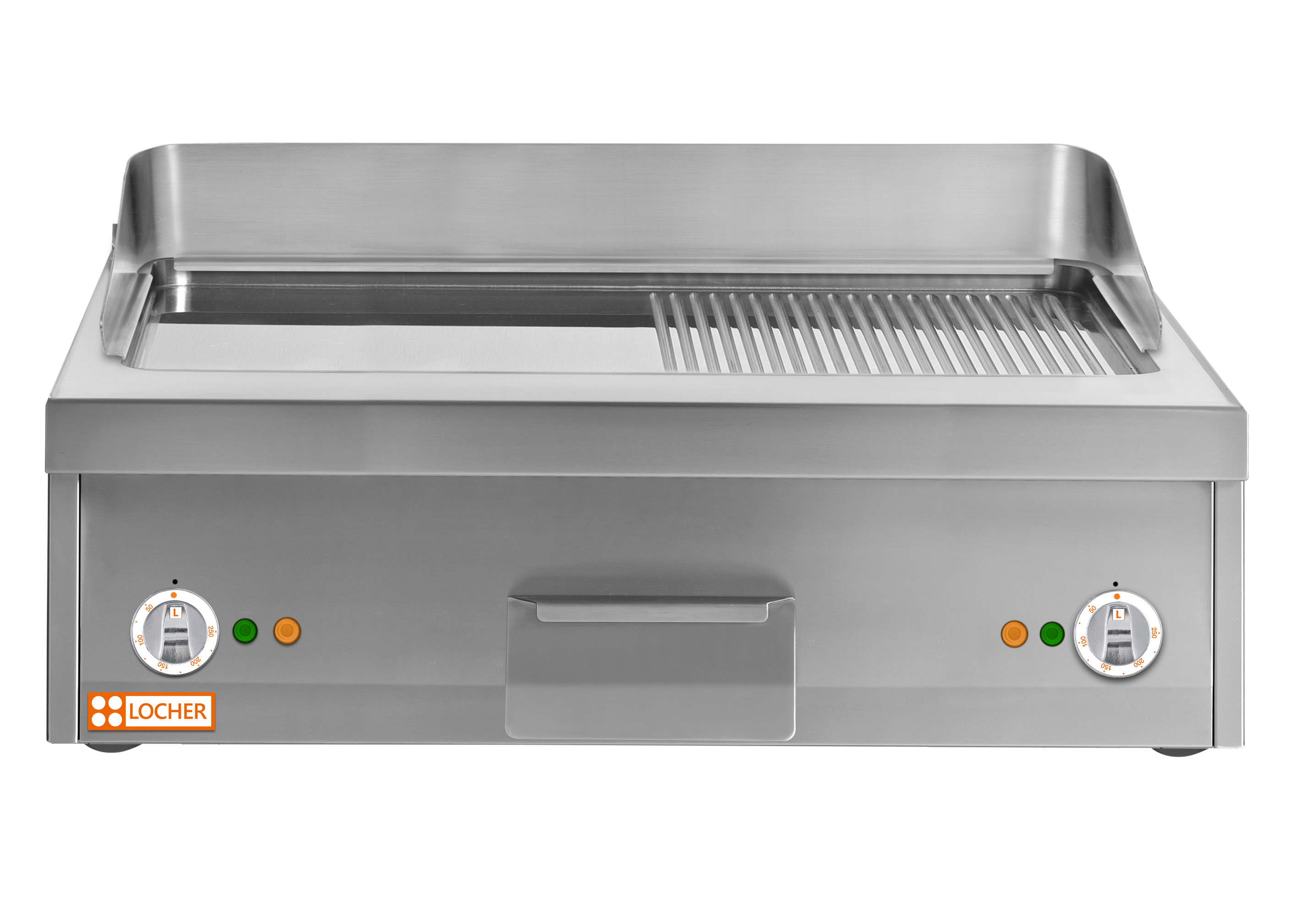 Locher Elektro-Bratplatte Flex 700, 800 mm, hartverchromt halbgerillt