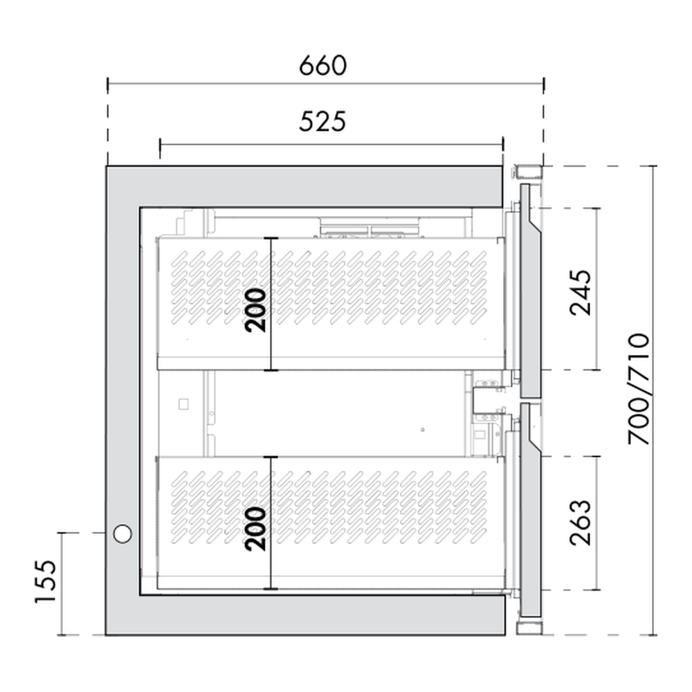 Ladenmodul 1/2 - 1/2 GN Premium, Korpushöhe 700/710 mm