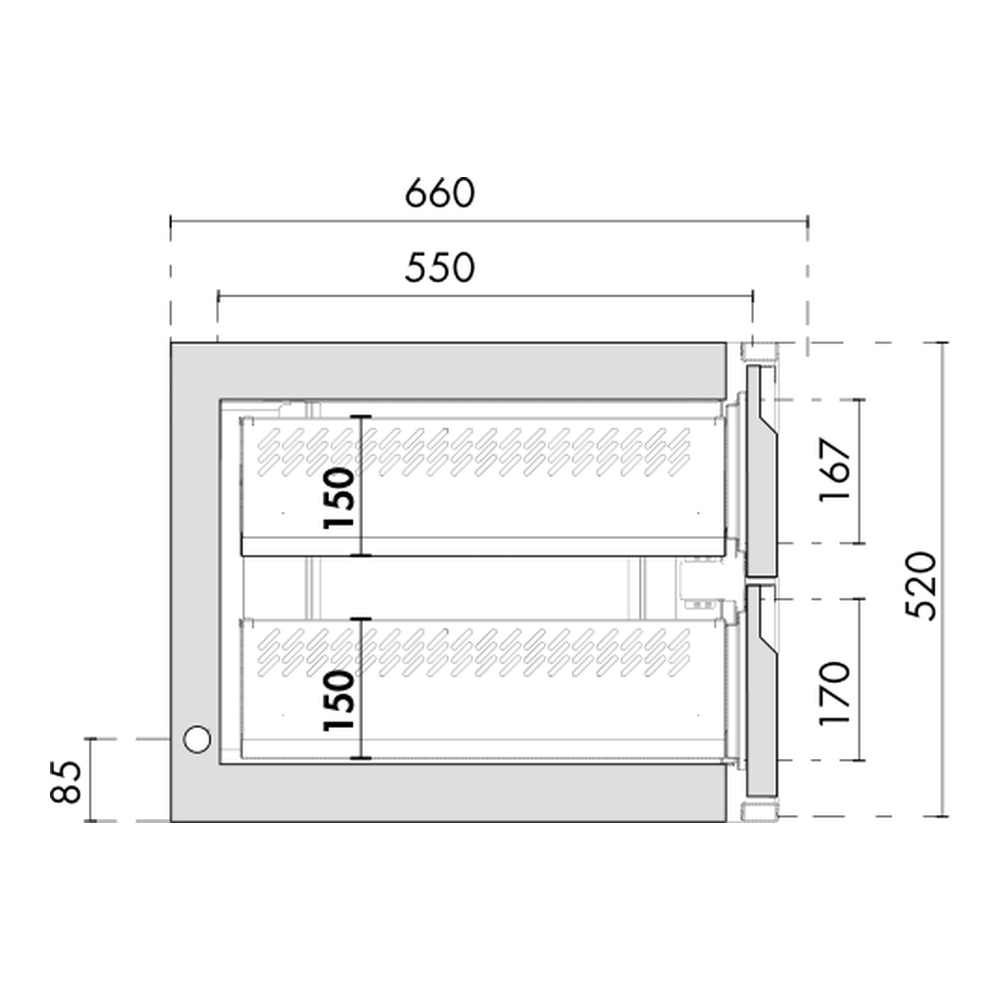 Ladenmodul 1/2 - 1/2 GN Premium, Korpushöhe 520 mm
