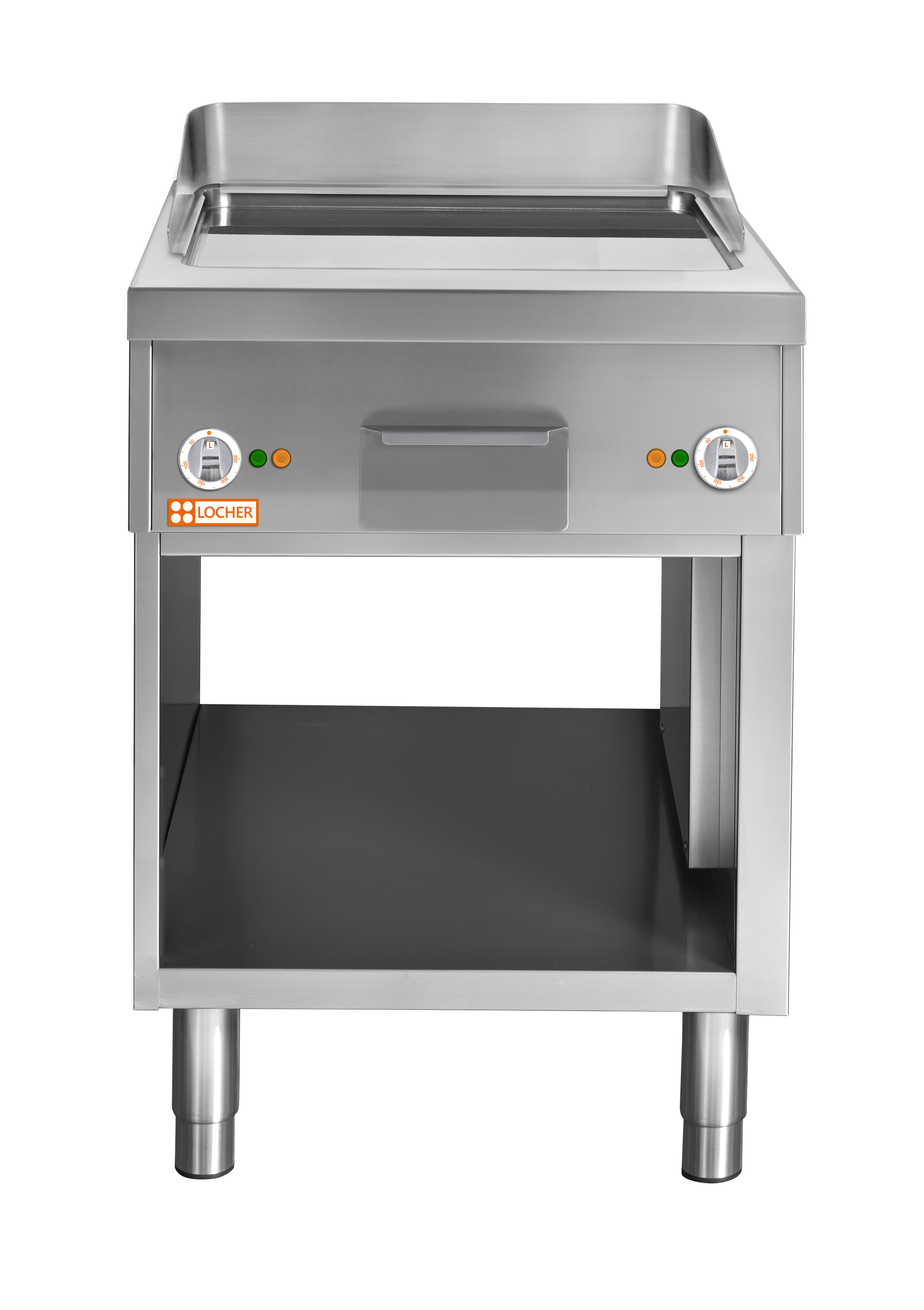 Locher Elektro-Bratplatte Stand 900B, 600 mm hartverchromt glatt