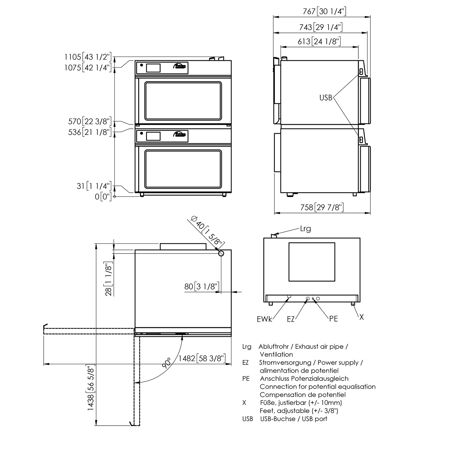 Eloma BACKMASTER, Ladenbackofen, Elektro, 3 x BN64, Türanschlag rechts