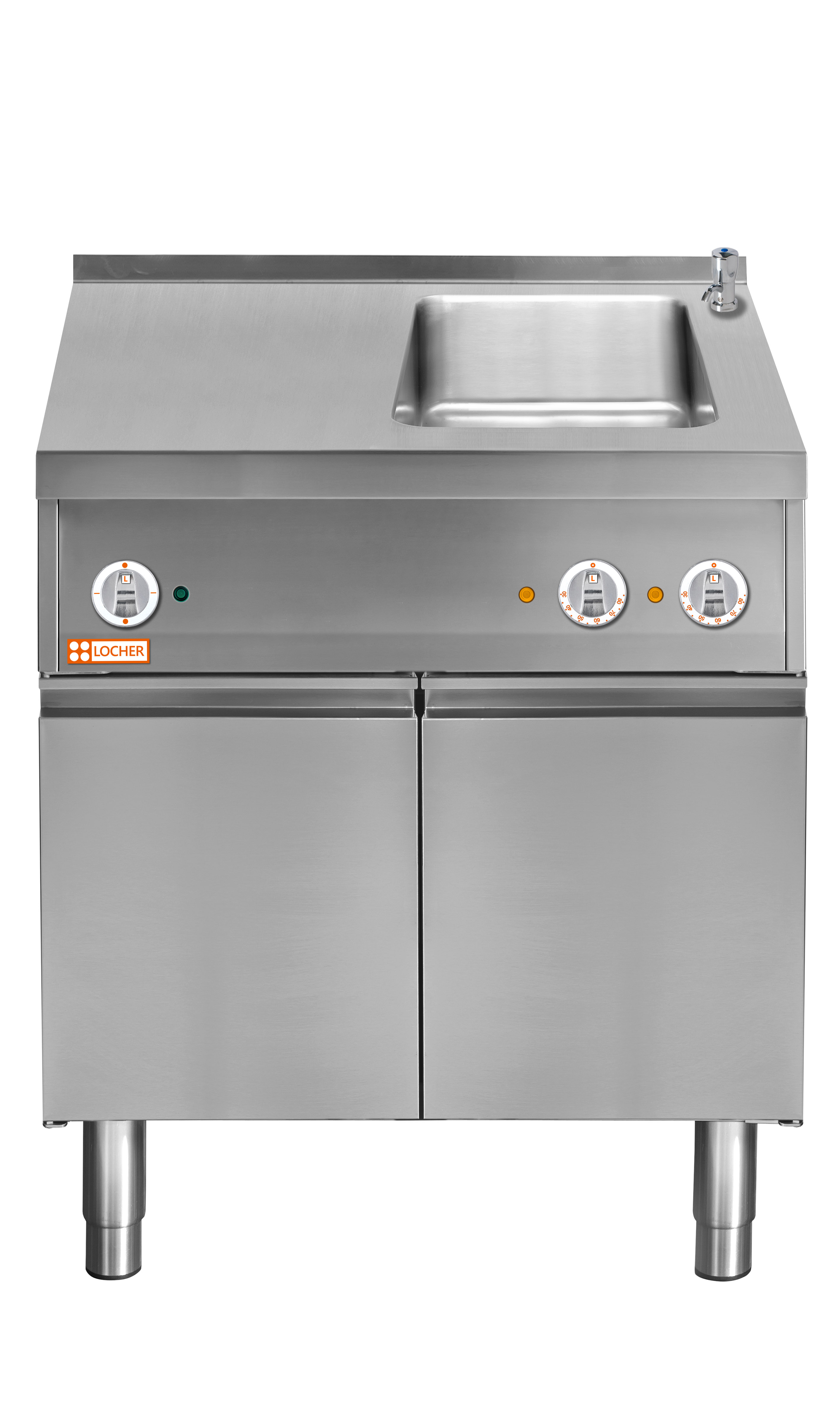 Locher Elektro-Wasserbad Stand 850, GN 1/1 rechts mit Teller-Wärmeschrank