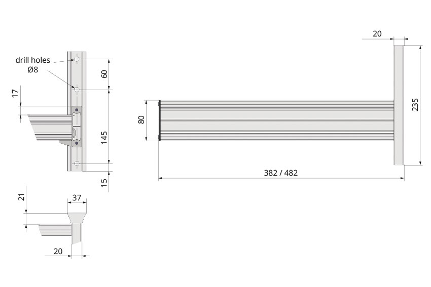 Fermostock Konsolen-Set Wandregal Tiefe 360 mm, max. 75 kg