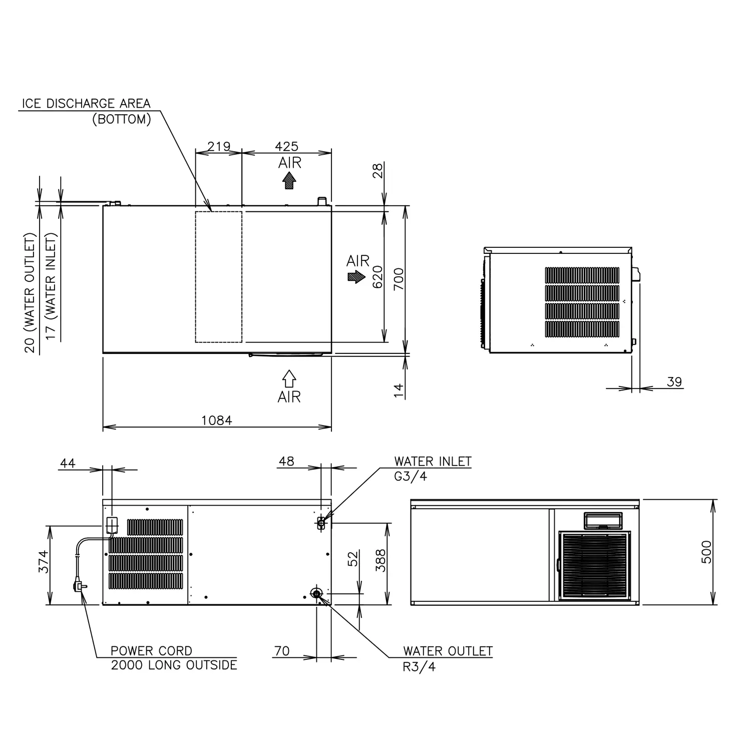 Eiswürfelmaschine HOSHIZAKI 180 kg/24h IM-240XPE-23
