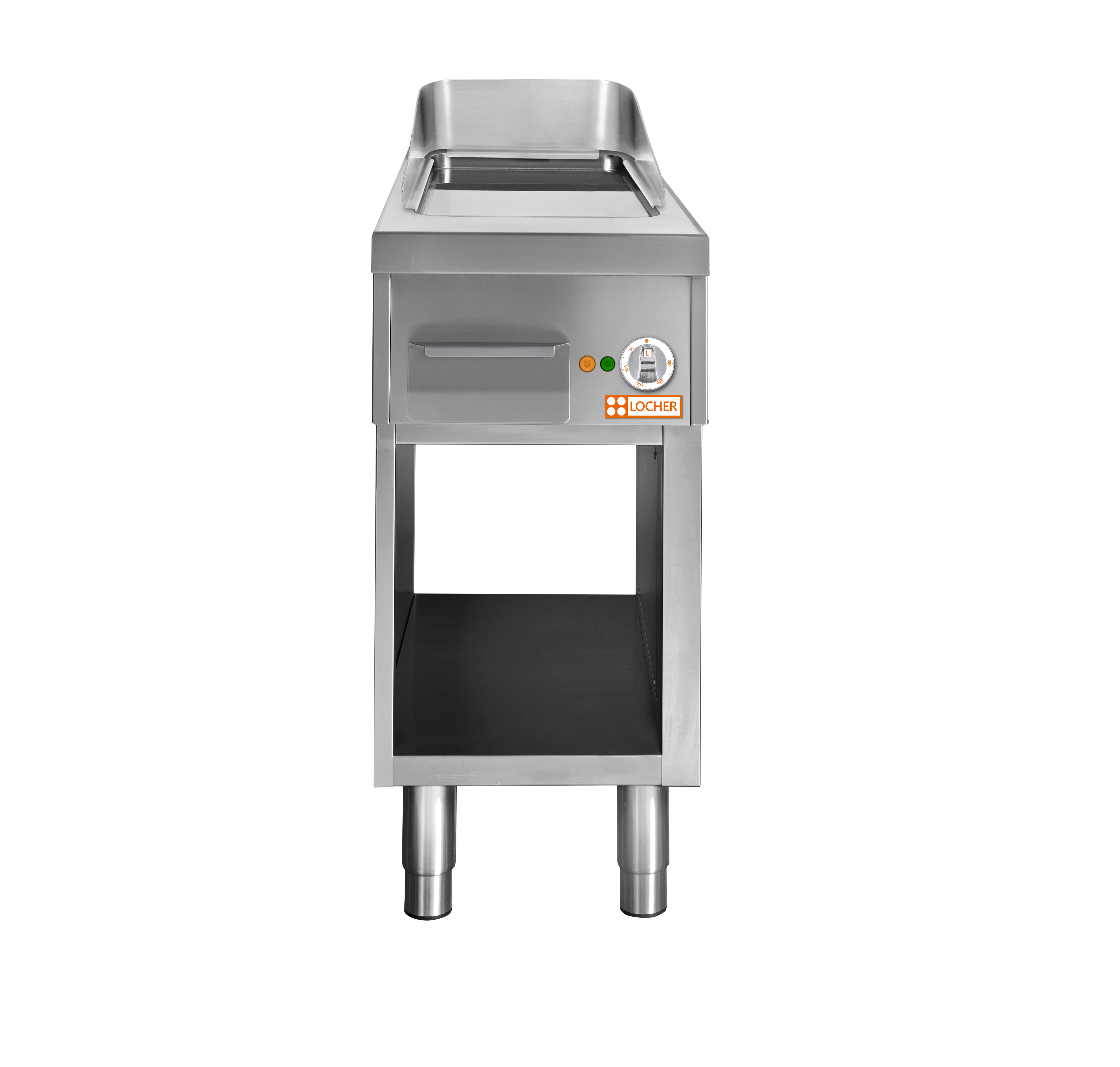 Locher Elektro-Bratplatte Stand 900B, 400 mm hartverchromt glatt