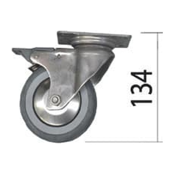 AGMA Lenkrolle mit Platte Ø 100 mm, Bauhöhe 134 mm, mit Bremse