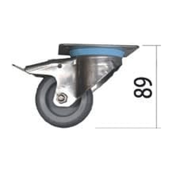 AGMA Lenkrolle mit Platte Ø 60 mm, Bauhöhe 89 mm, mit Bremse