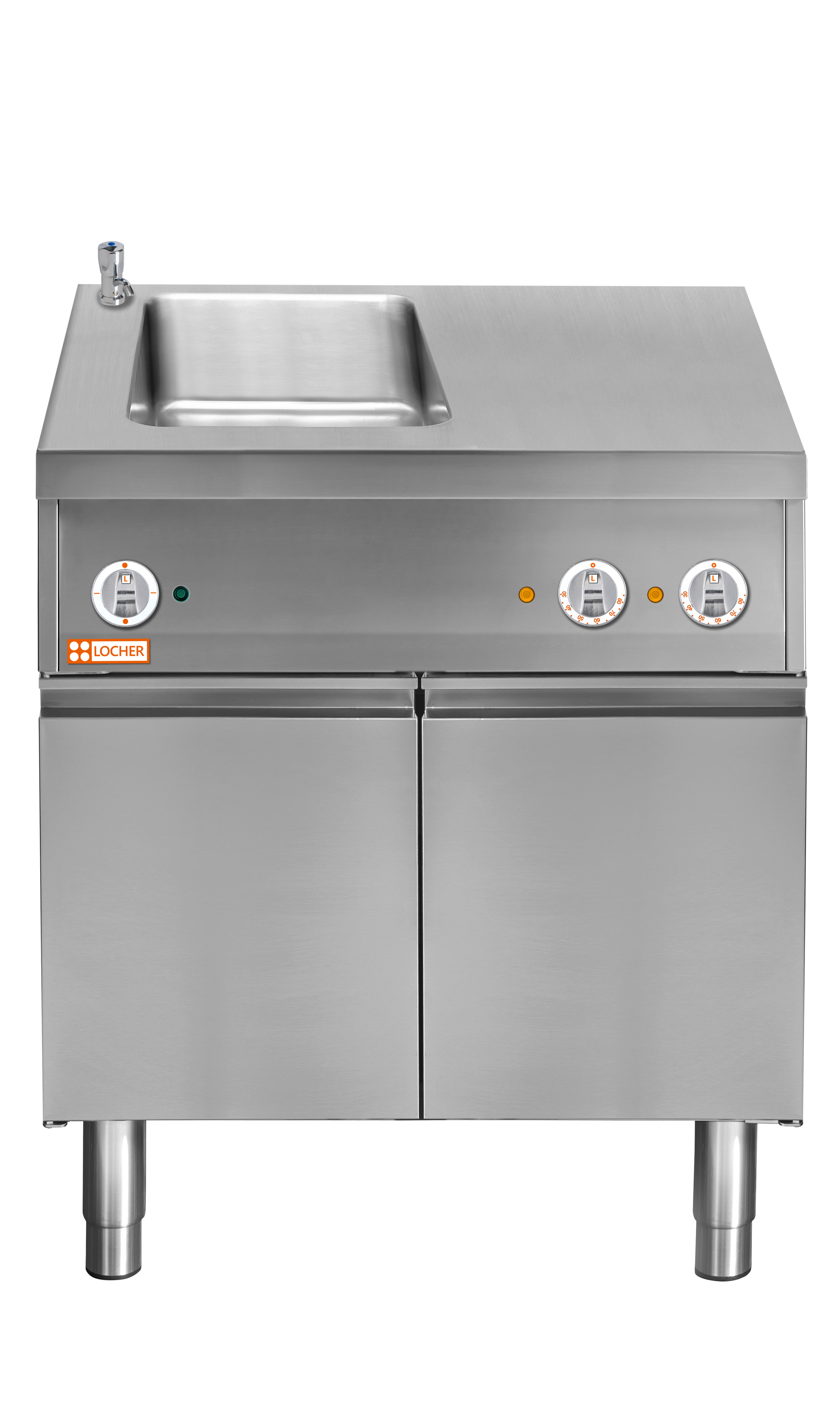 Locher Elektro-Wasserbad Stand 900B, GN 1/1 links mit Teller-Wärmeschrank