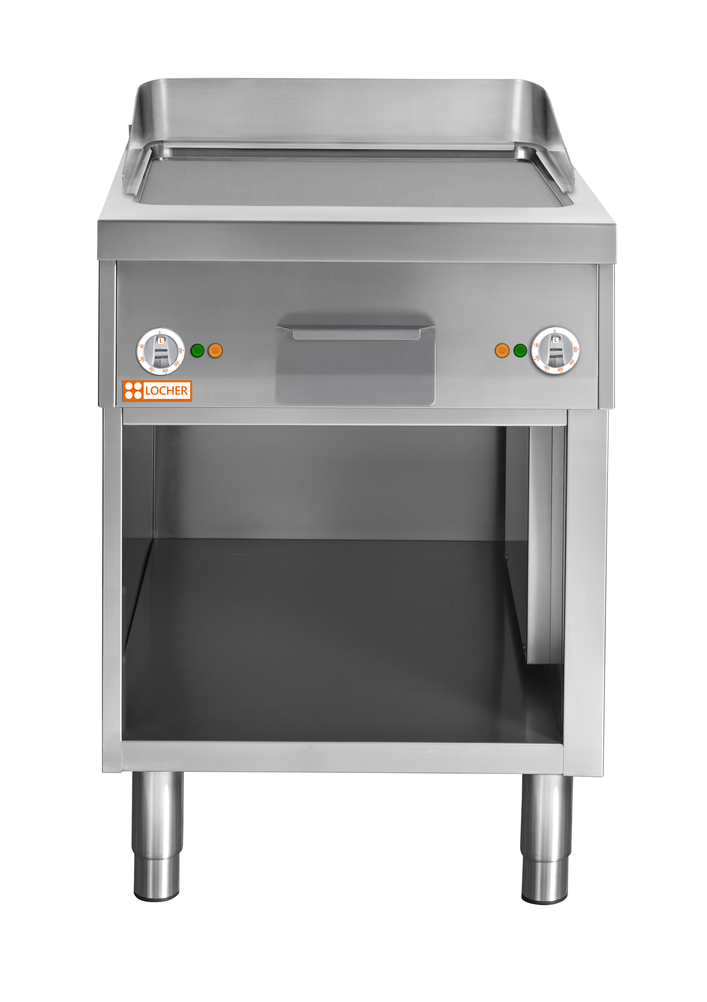 Locher Elektro-Bratplatte Stand 700, 600 mm Stahl glatt