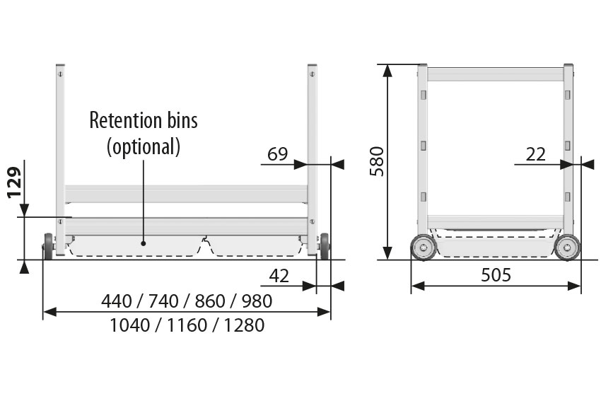 Fermostock 6611 Untertischwagen 1280 x 505 x 580 mm