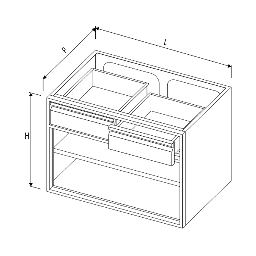 Offenes Modul mit 2 Schubladen, B 800 × T 660 × H 760 mm – Complementary Line GN Premium