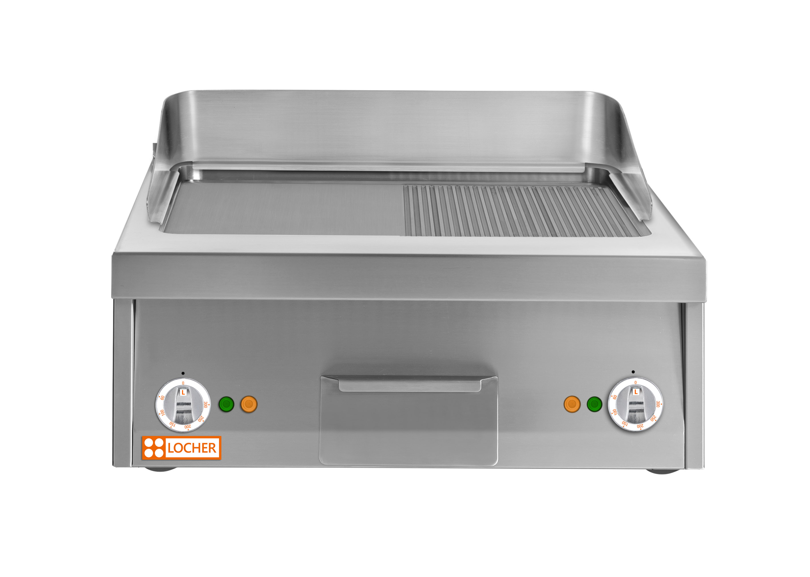 Locher Elektro-Bratplatte 600 Flex 600, Stahl, 1/2 gerillt