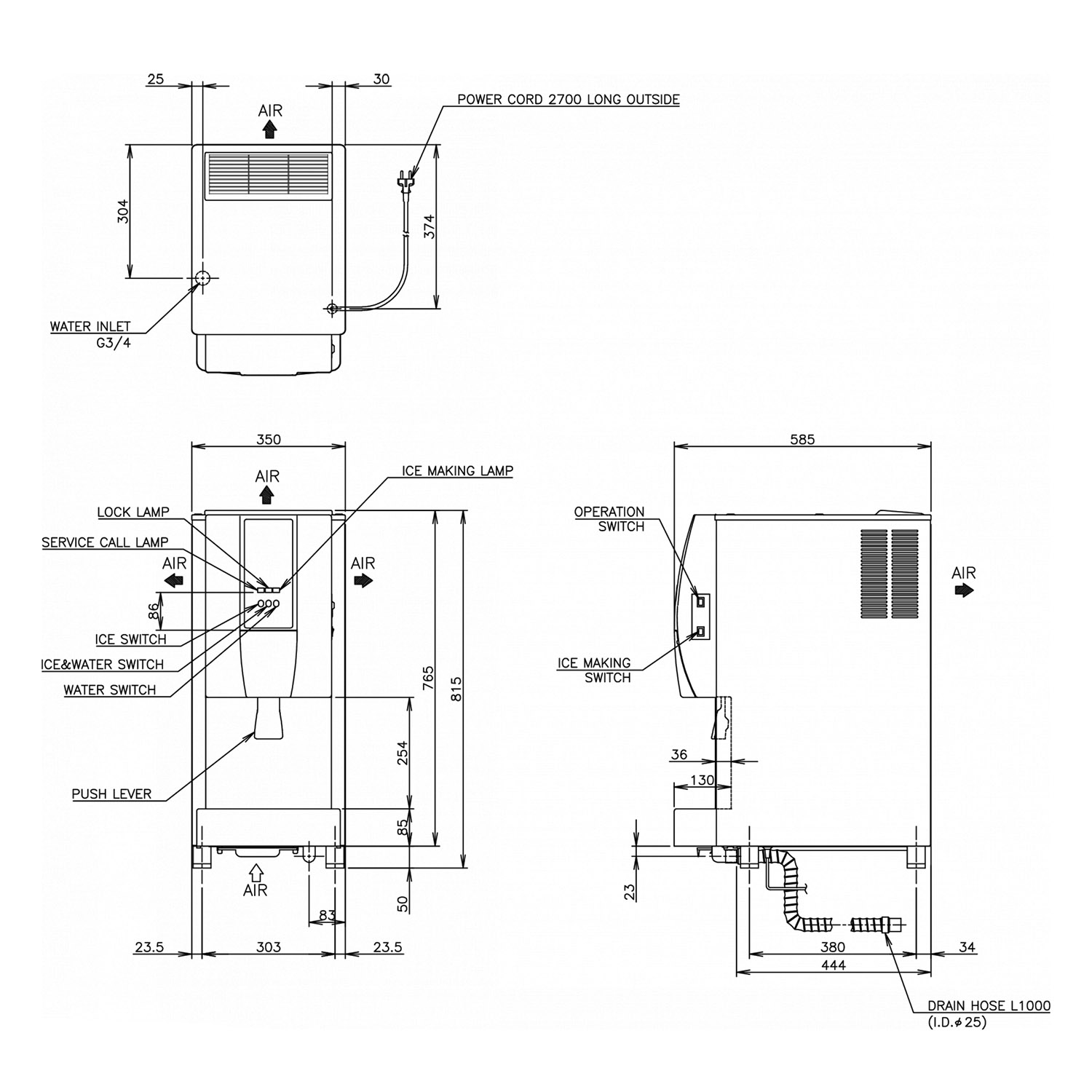 Eis-/Wasserdispenser Hoshizaki 125 kg/24h DCM-120KE-HC Eiswürfel / Wasser