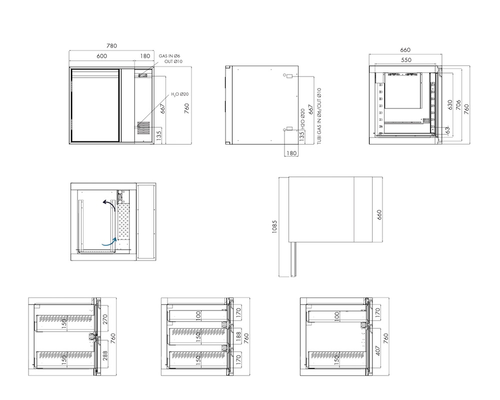 Kühlunterbau GN Premium, 1 Tür, H 760 mm, zentralgekühlt – technische Zeichnung