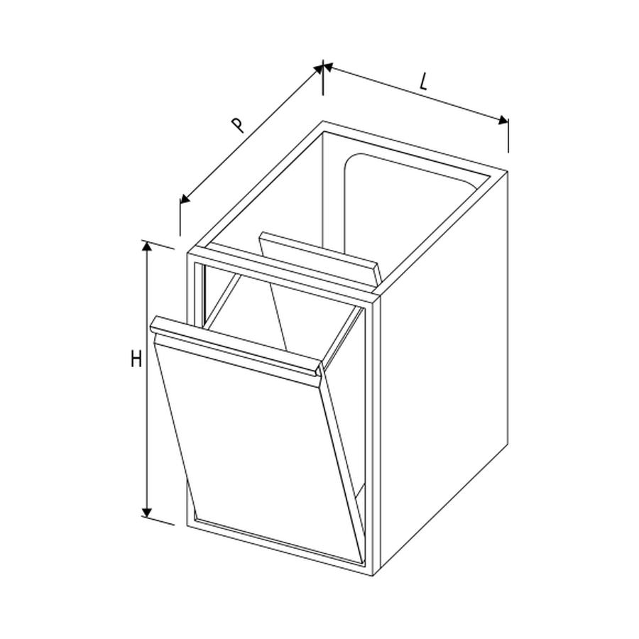 Müllkippschrank-Modul, B 400 × T 660 × H 710 mm – Complementary Line GN Premium