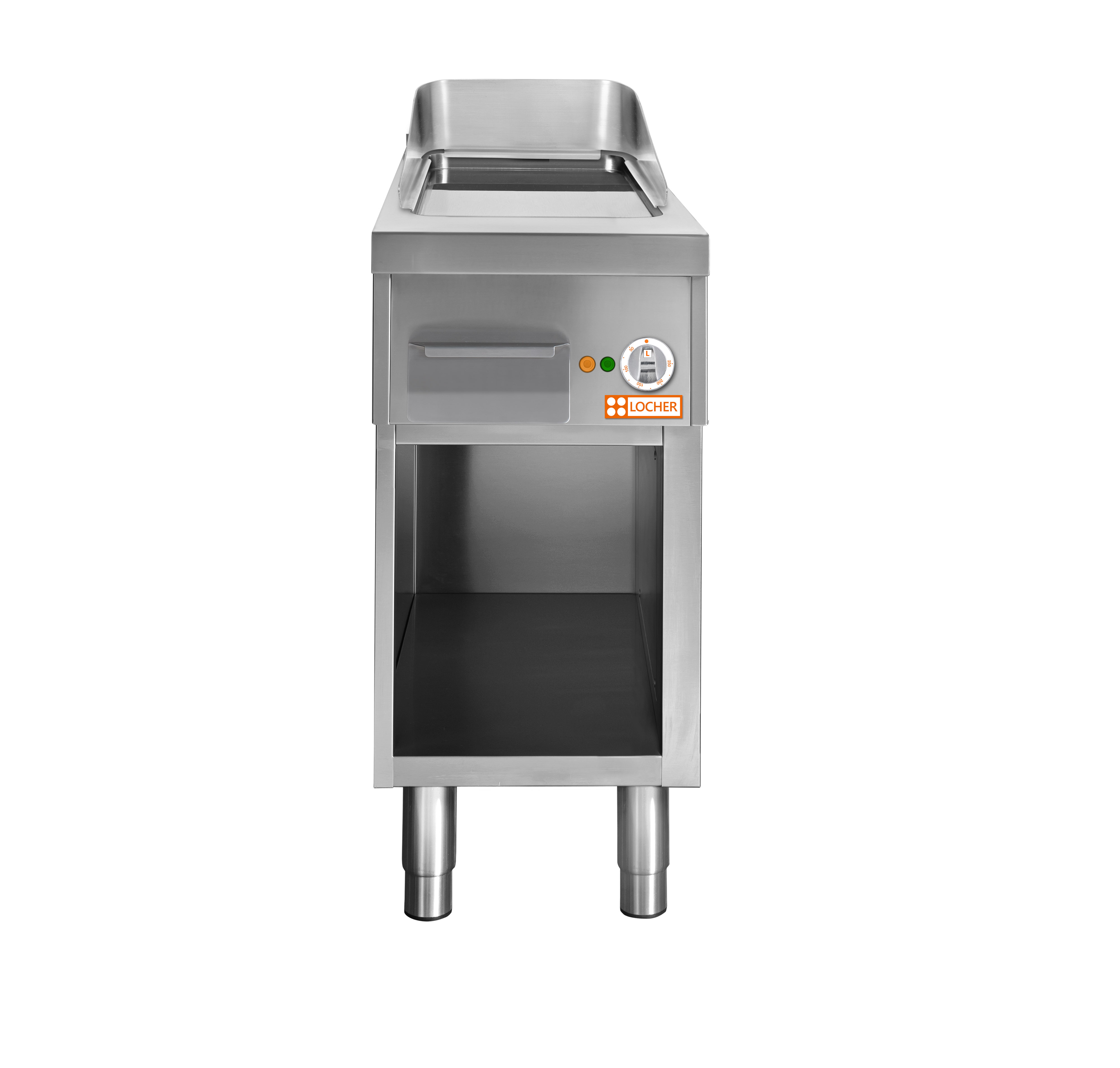 Locher Elektro-Bratplatte Stand 700, 400 mm hartverchromt glatt