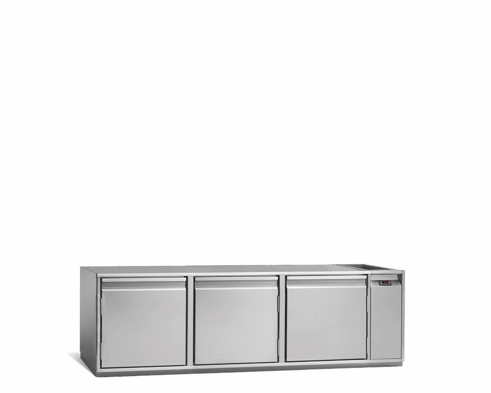 Getränkekühltisch AT, 3 Türen, H 480 × T 680 mm, zentralgekühlt