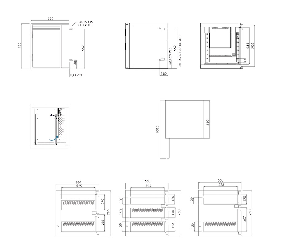 Kühlunterbau GN Premium, 1 Tür, H 750 mm, ohne I-Fach – technische Zeichnung